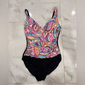 Beach Diva women’s colorful one piece, size 12